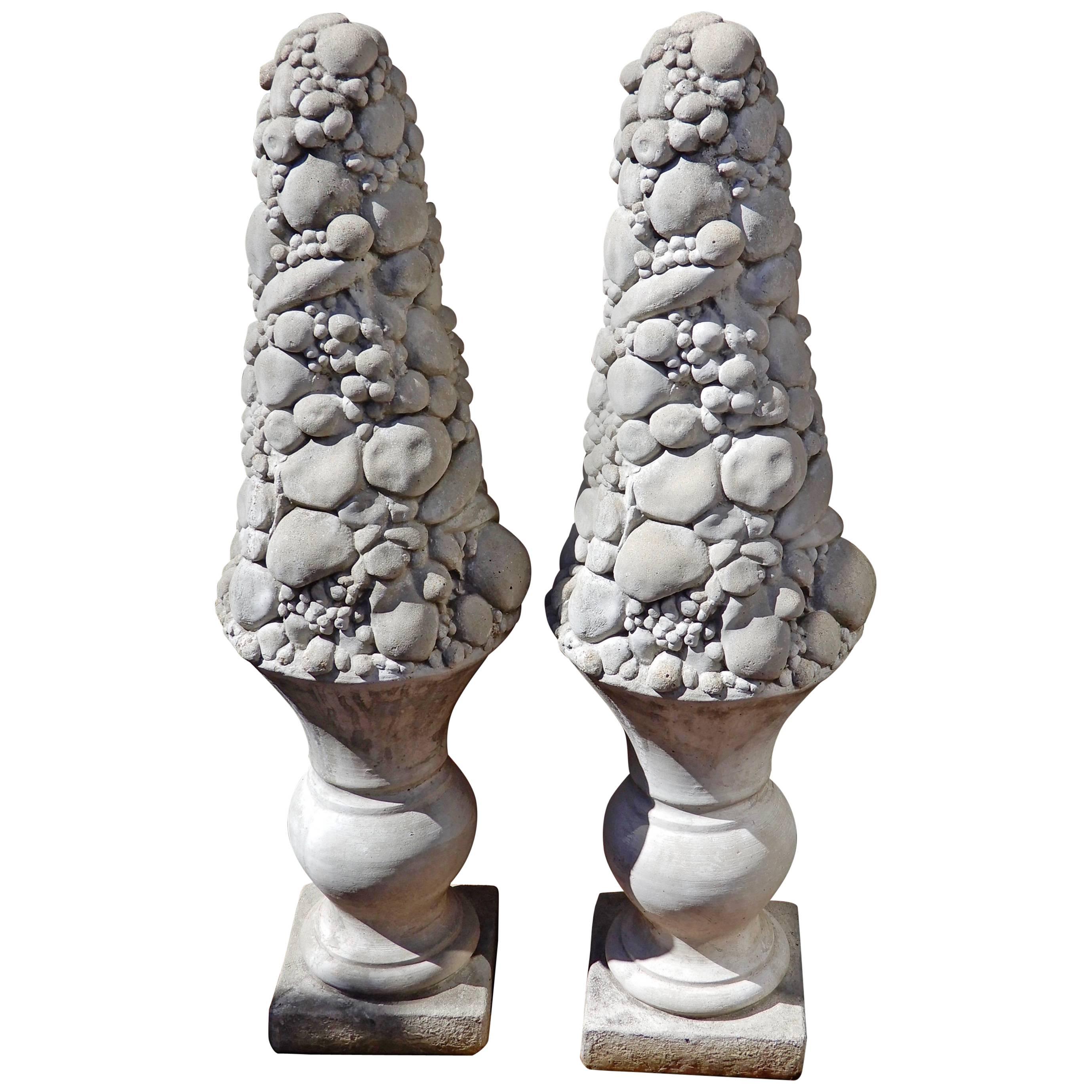 Cast Stone Columns or Topiaries For Sale