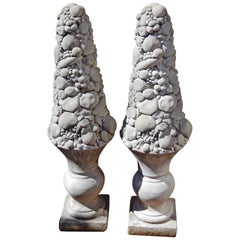 Vintage Cast Stone Columns or Topiaries