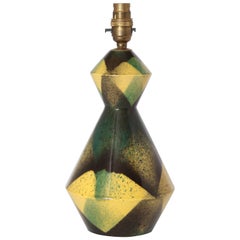 Vintage French Art Deco Cubist Marcel Guillard Glazed Stoneware Lamp for Editions Etling