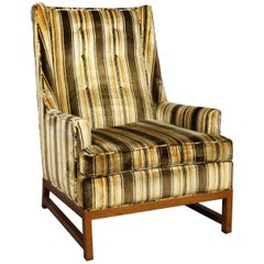 Vintage Lounge Chair after Edward Wormley for Dunbar Larsen Style Stripe Velvet