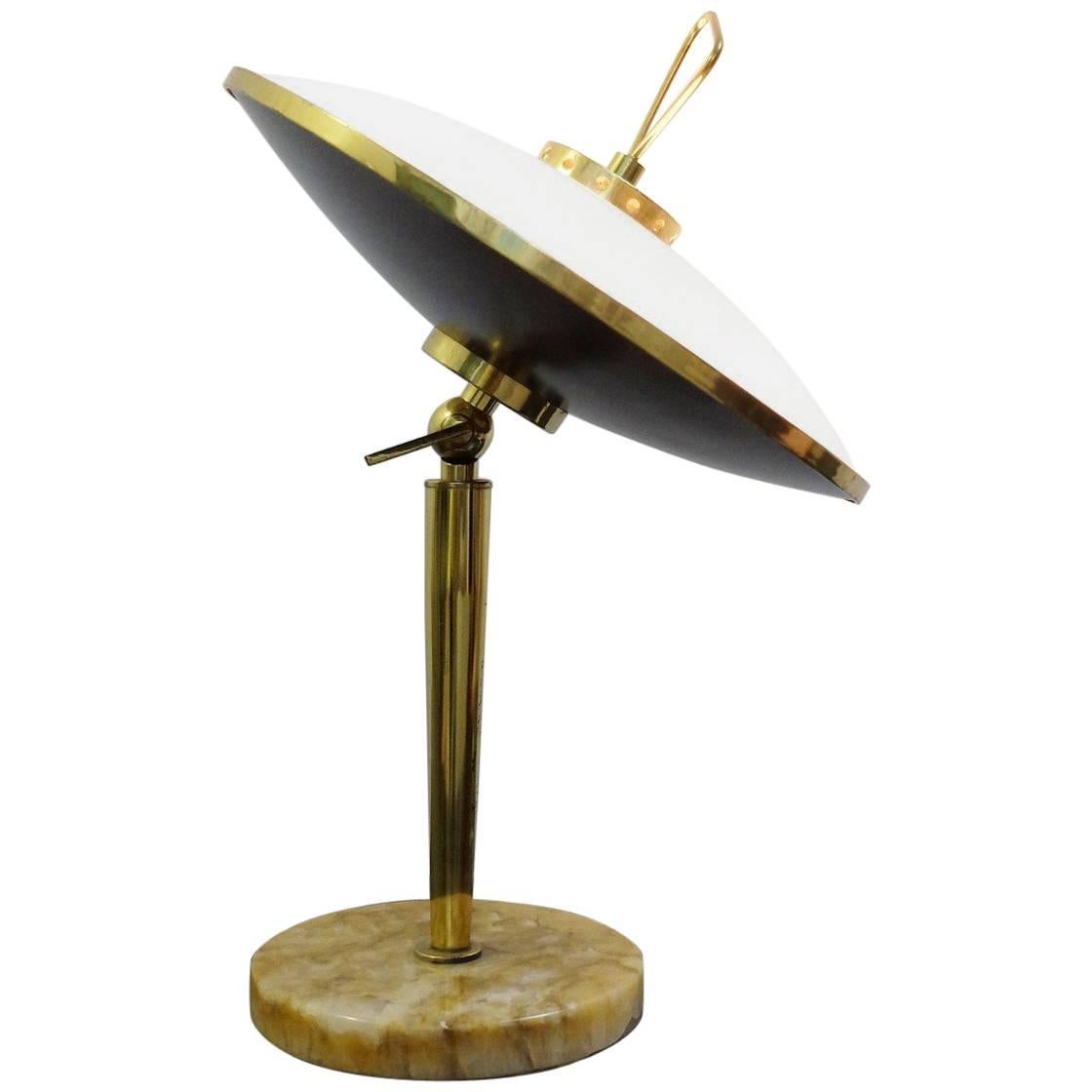 Table Lamp with Adjustable Opaline Glass Shade, Italy