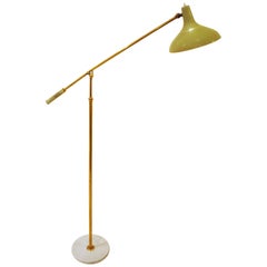 Stilnovo, Adjustable Floor Lamp Brass and Marble, Italy, 1950s
