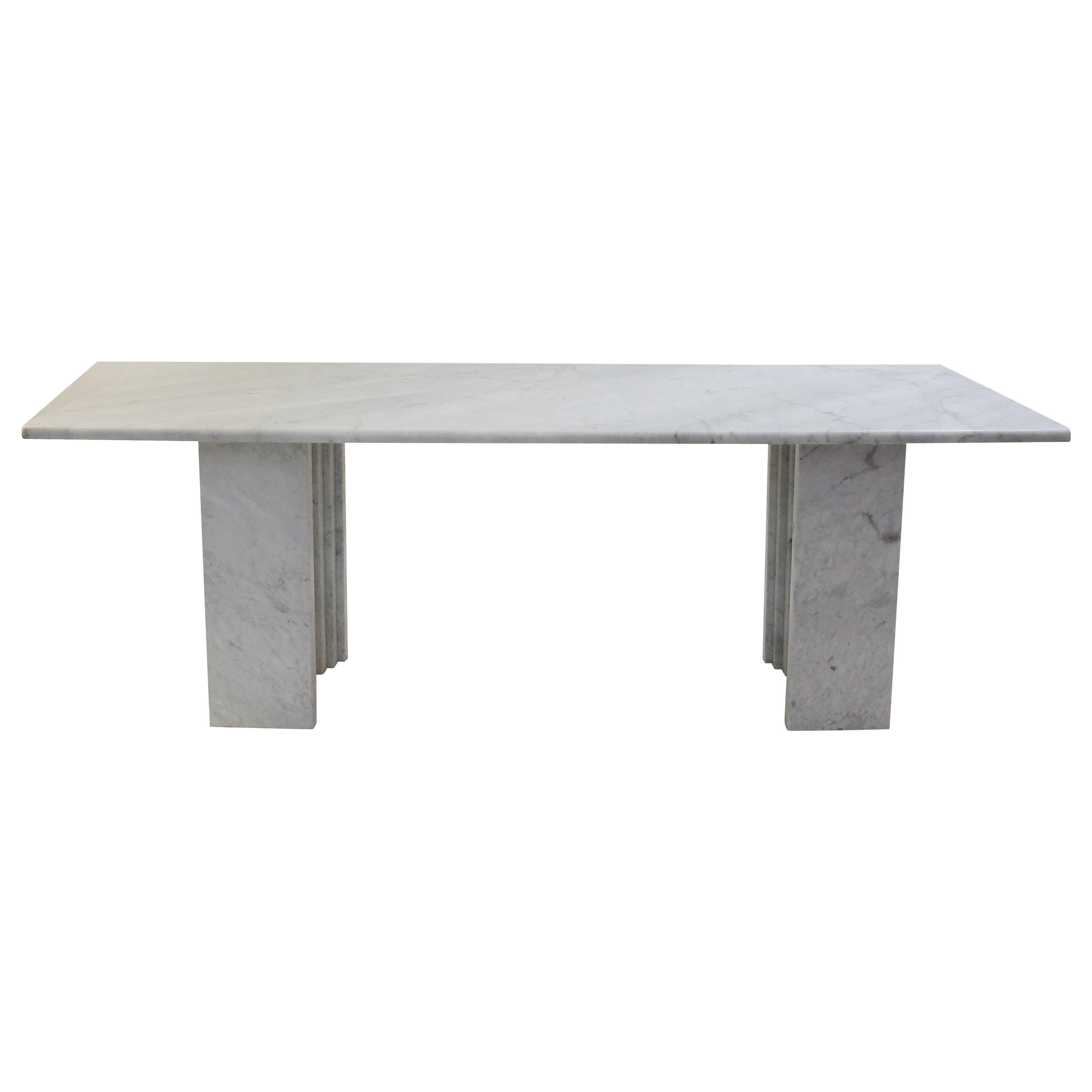 Carlo Scarpa Dining Table in Carrara Marble, Italy, 1970s