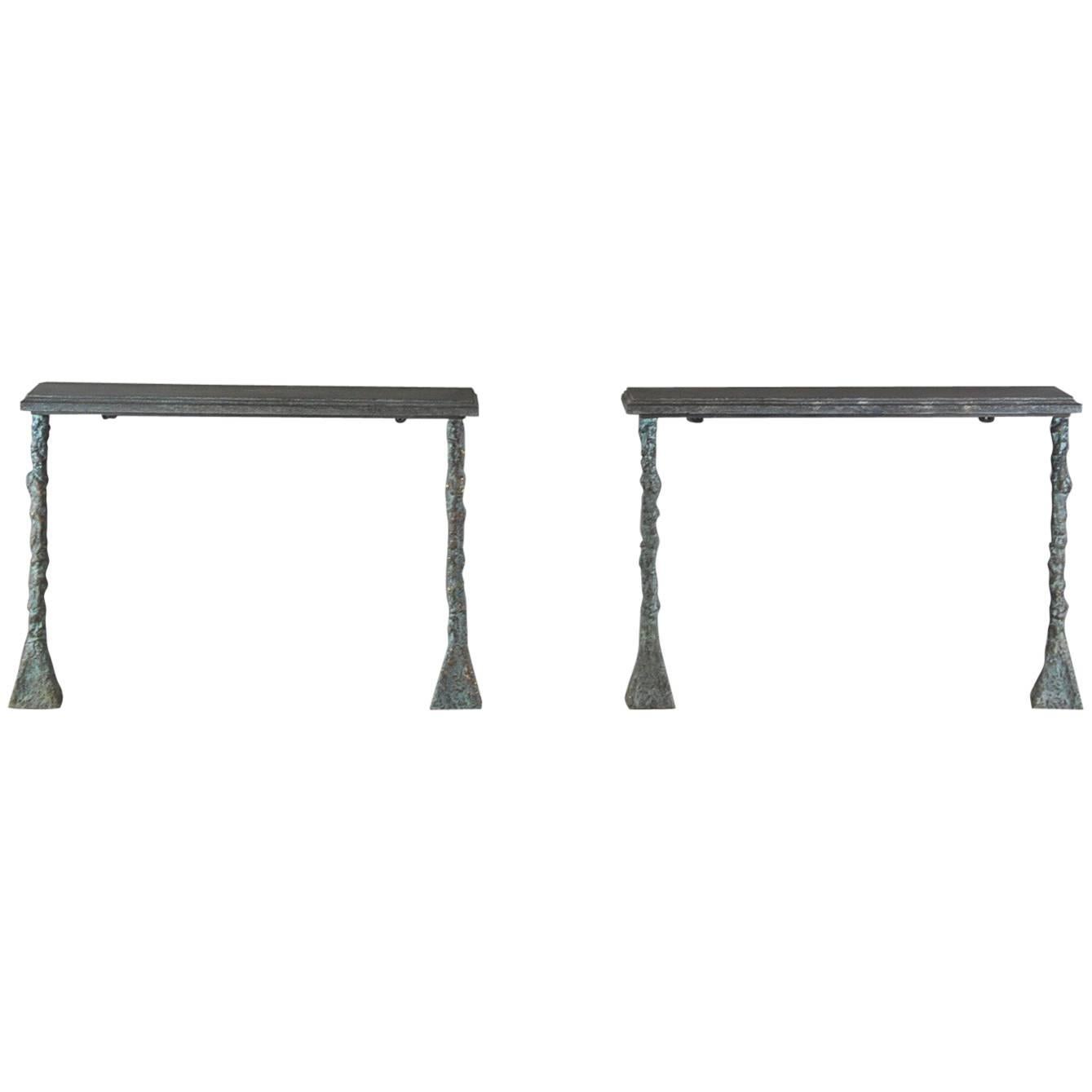 Pair of Bronze Console Tables