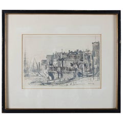 English Etching "The Thames Police" of Thames Set by J. Whistler, Early Restrike