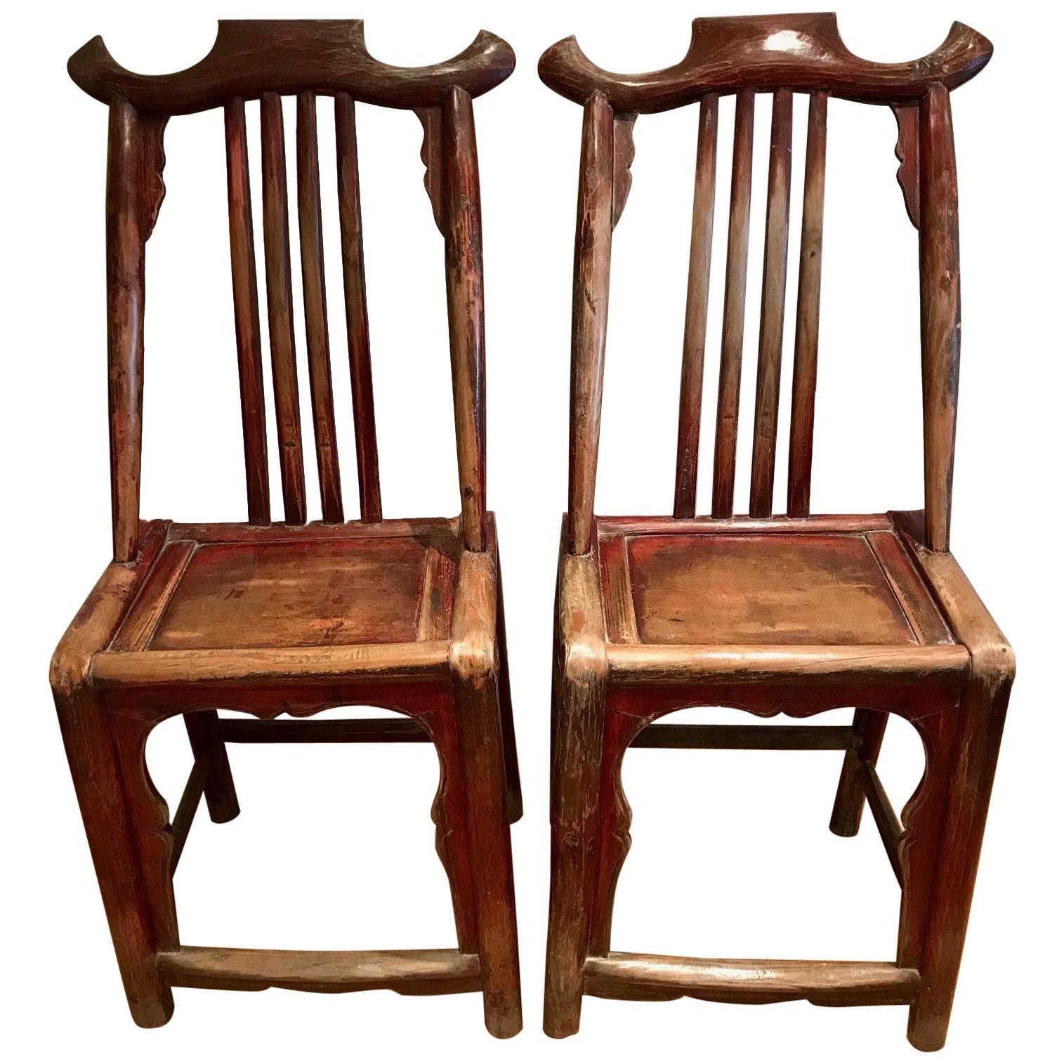 Pair of Chinese Scroll Chairs For Sale