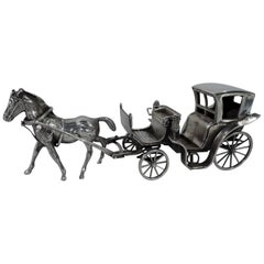 Antique Sterling Silver Horse-Drawn Brougham Carriage