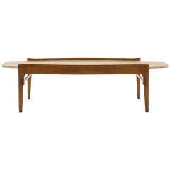 Coffee Table by Bertha Schaefer, Walnut with Travertine Top