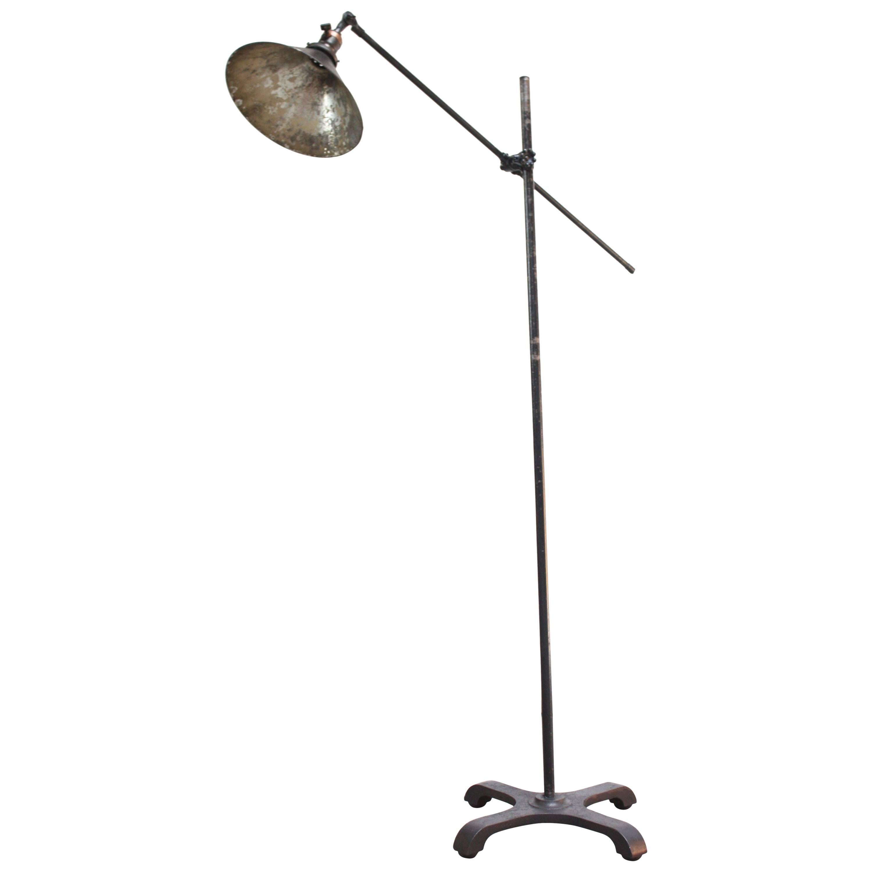 Vintage Industrial Articulating Floor Lamp by O.C. White