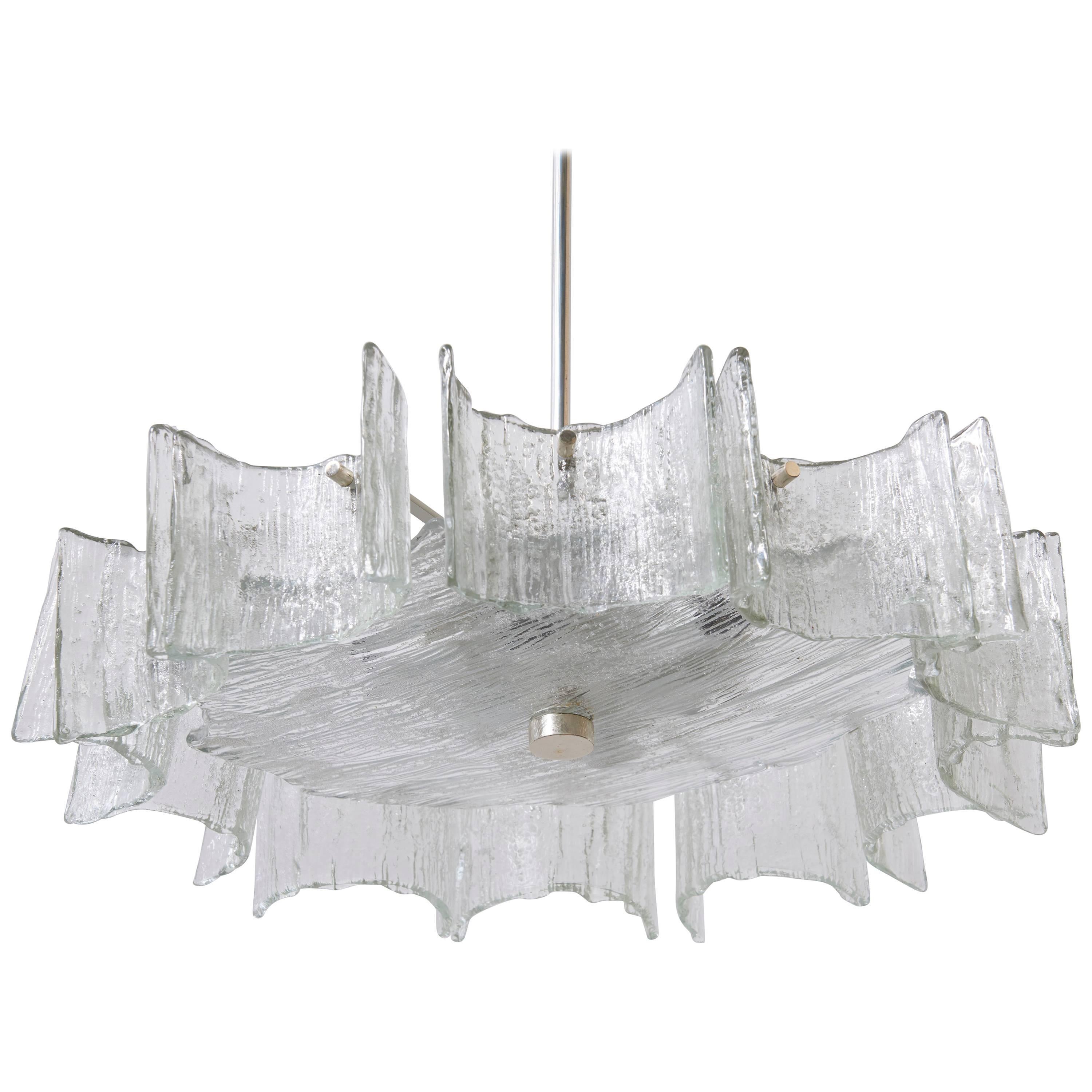 Murano Large Kalmar Iced Glass Chandelier, 1960s