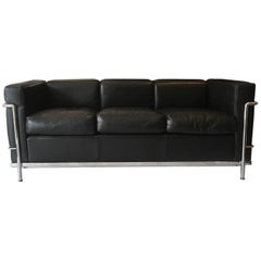 LC2 Petit Modele Three-Seat Sofa Designed by Le Corbusier for Cassina