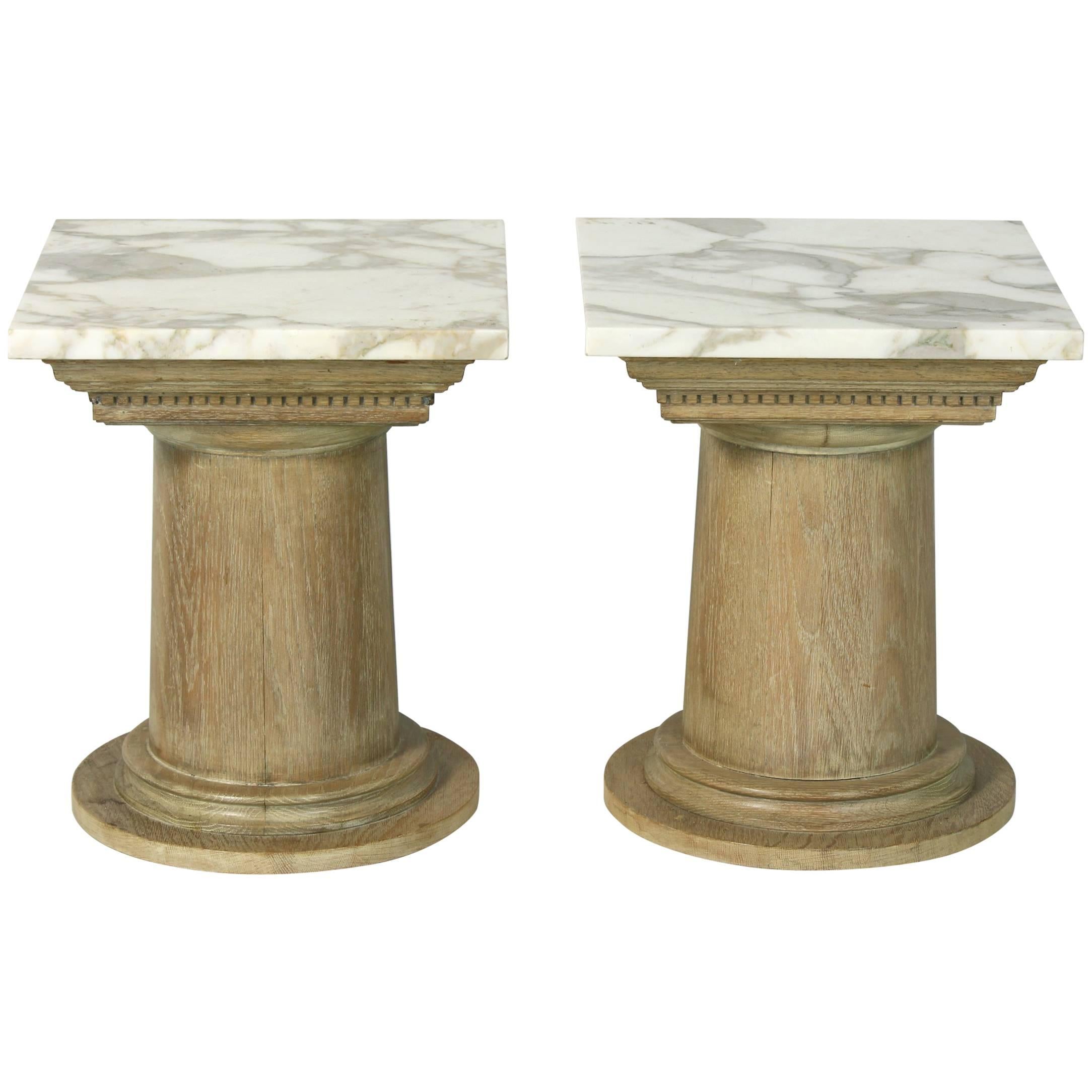 Pair of French Marble-Top Side Tables