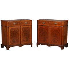 Georgian Style Burled Walnut Credenza Cabinets by Schmeig & Kotzian, circa 1930