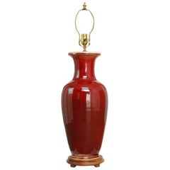 Chinese Sang de Boeuf Oxblood Vase Table Lamp