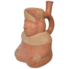 Antique Pre Columbian Moche Stirrup Vessel Ancient South America