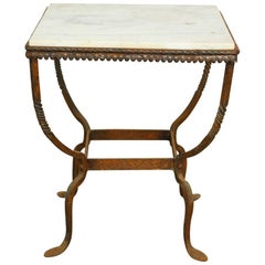 Diminutive French Iron and Marble Drinks Table