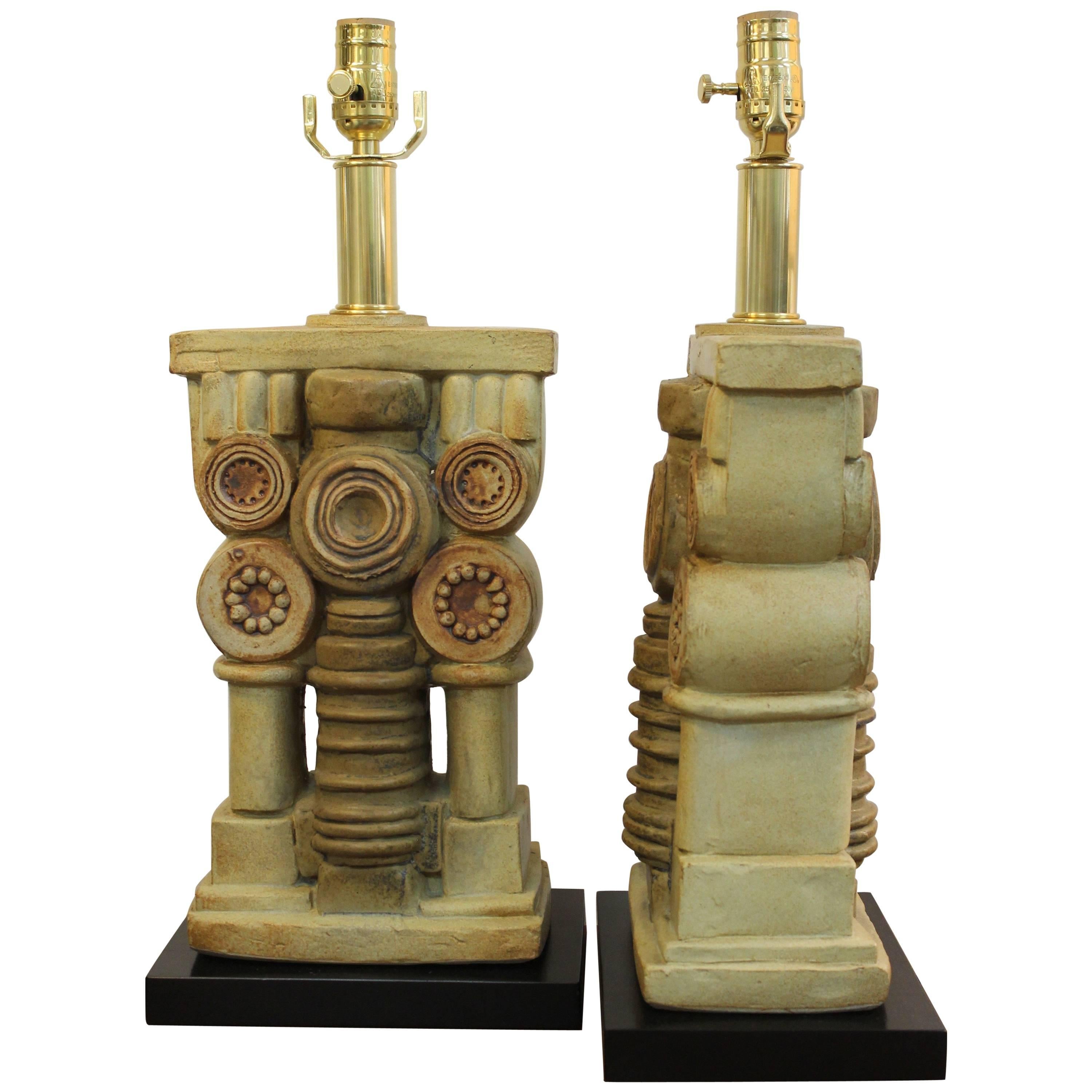 Pair of Bernard Rooke Ceramic Lamps