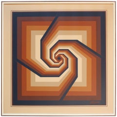 Oil on Canvas Geometric Op Art by Letterman