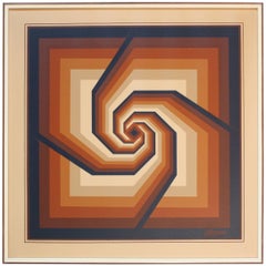 Oil on Canvas Geometric Op Art by Letterman