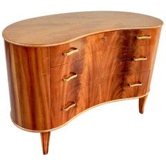 Swedish 1940s Moderne Kidney Shaped Chest of Drawers by Ferdinand Lundquist