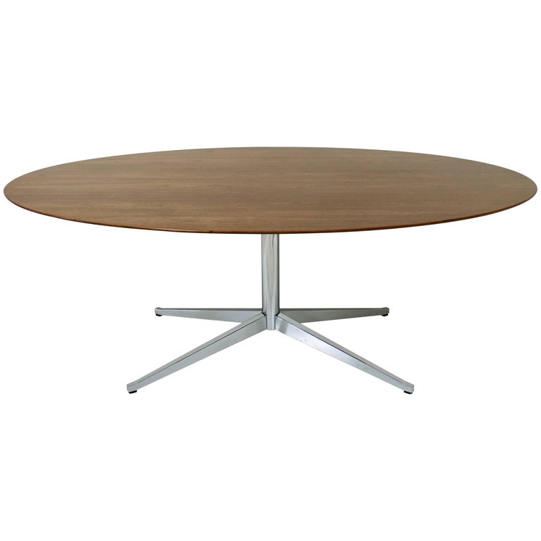 Vintage Florence Knoll Oval Table Desk or Dining in Walnut Polished