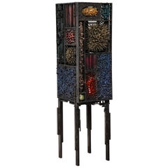 James Bearden "Segment Cabinet" in Polychromed and Bronzed Steel