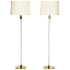 Pair of Hansen Brass and Glass Floor Lamps