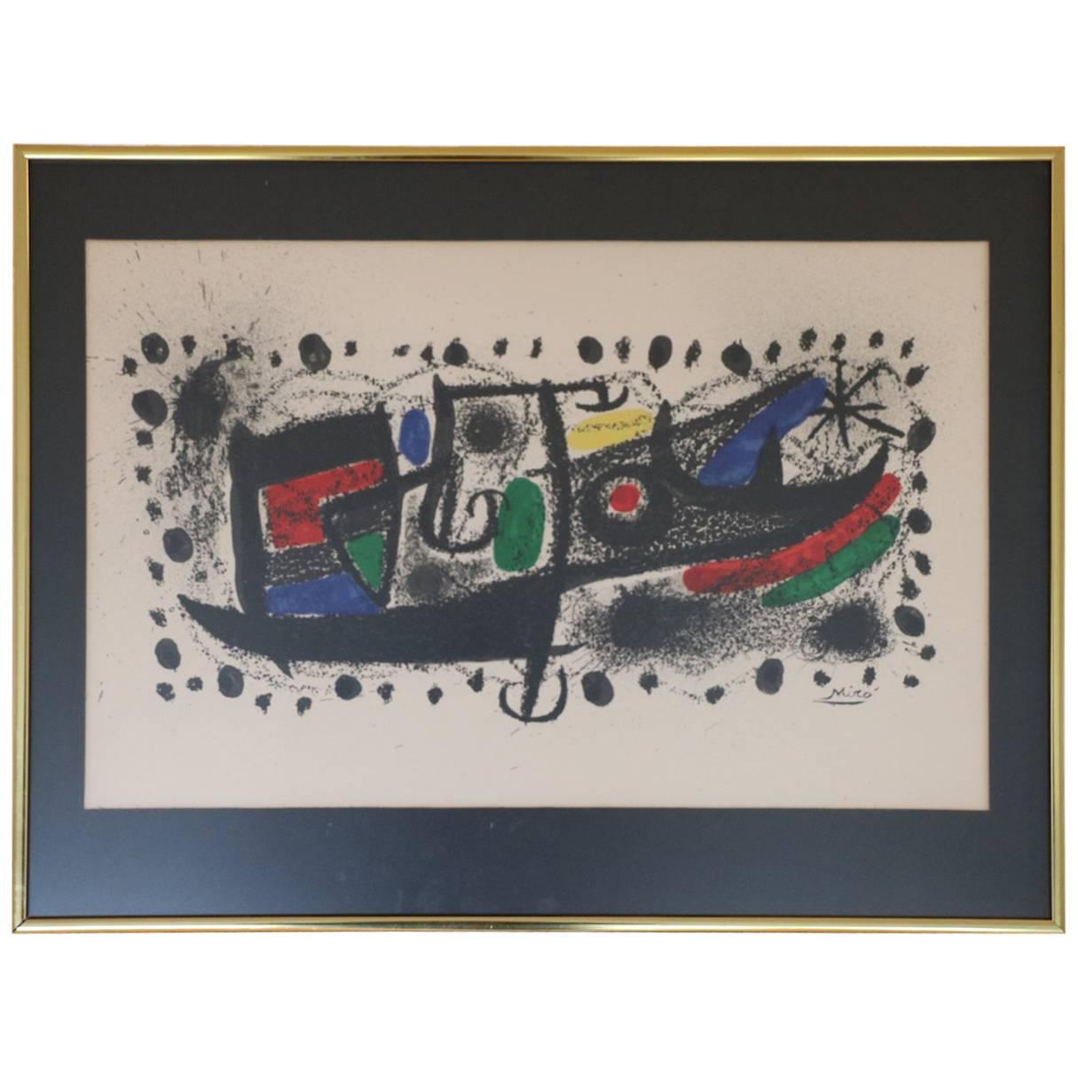 ON SALE NOW!  Mid-century Modern, "Star Scene, " after Miro, framed and matted