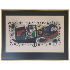 ON SALE NOW!  Mid-century Modern, "Star Scene, " after Miro, framed and matted