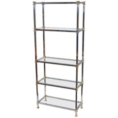 Mid-Century Modern Chrome and Brass Etagere