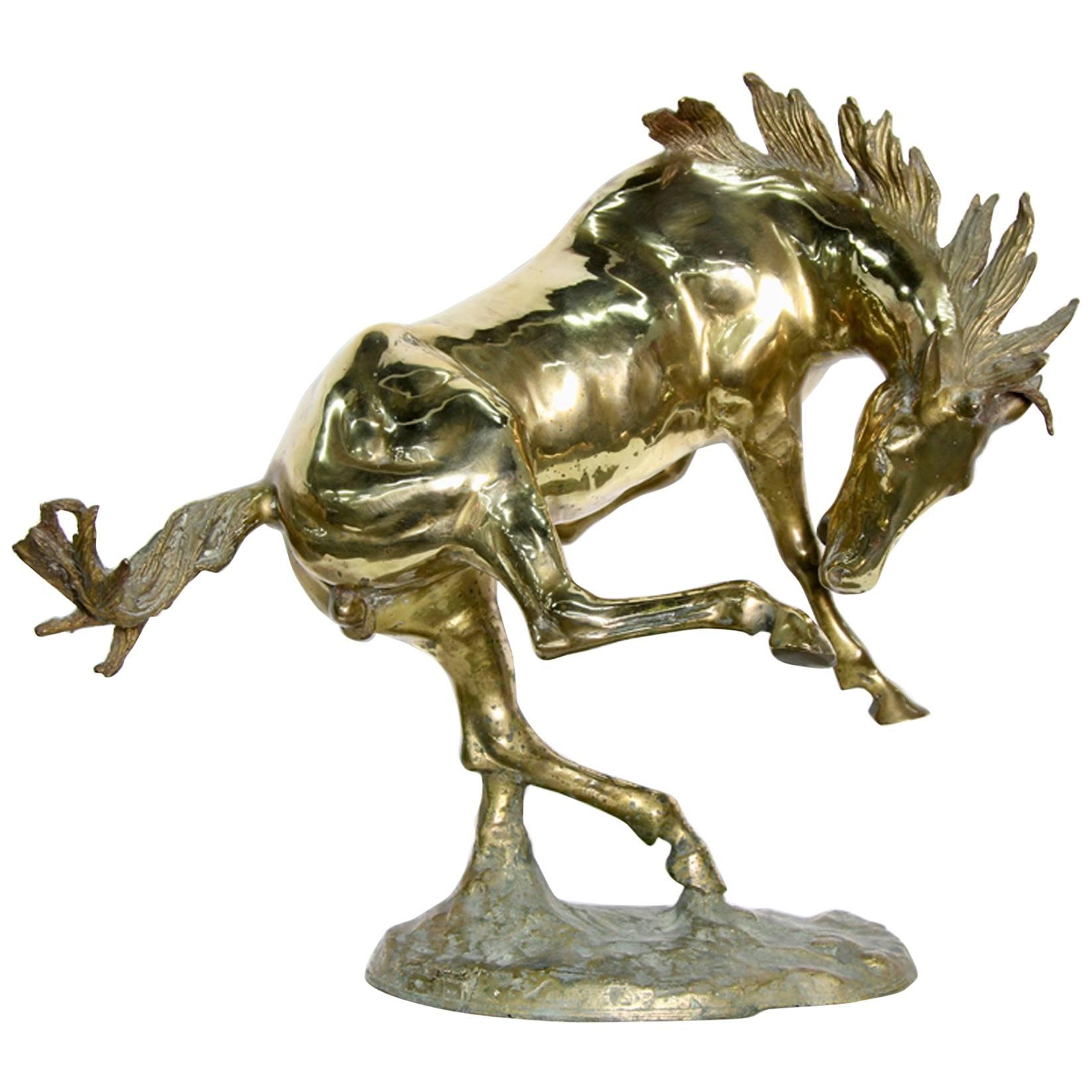 Midcentury Bucking Stallion Statue For Sale