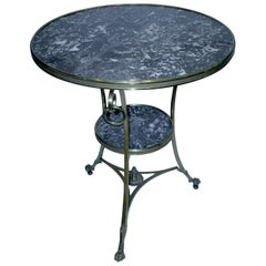 Black Marble Gueridon/Side Table on Wheels