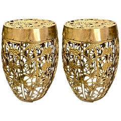 Pair of Cast Brass Garden Stools, circa 1960