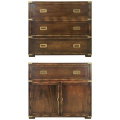 Vintage Pair of Campaign Dressers by Hekman Furniture