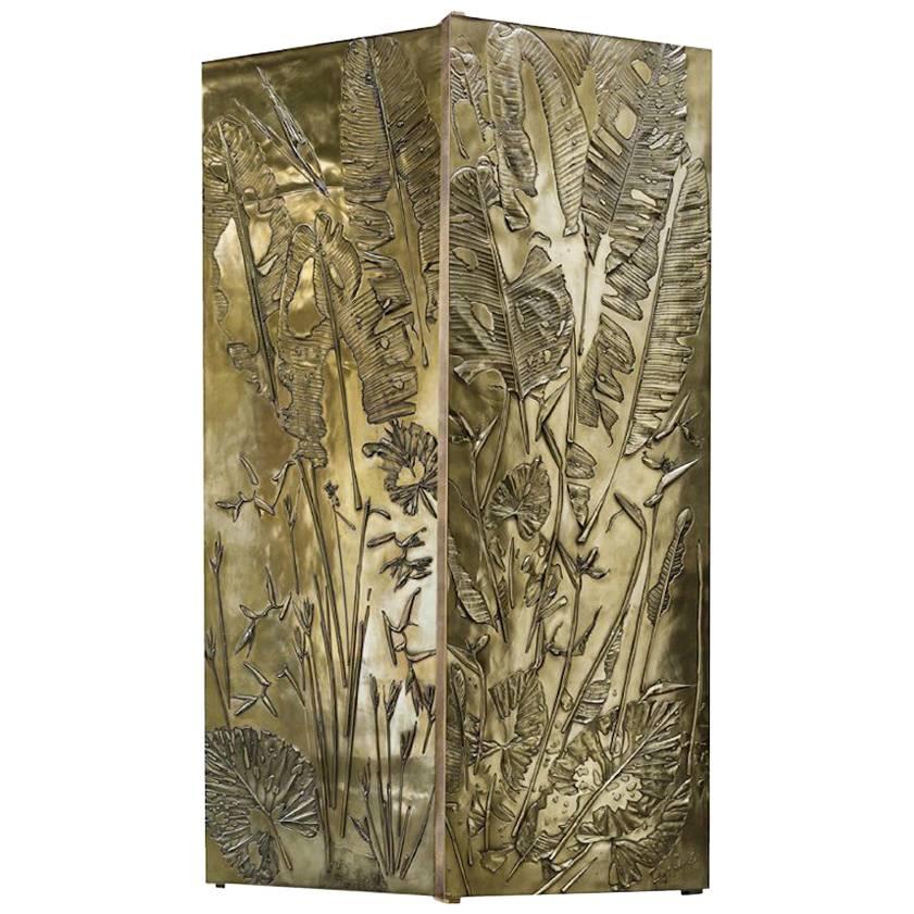 'Tropical Fossil III' Monumental Bronze and Brass Screen by Gianluca Pacchioni For Sale