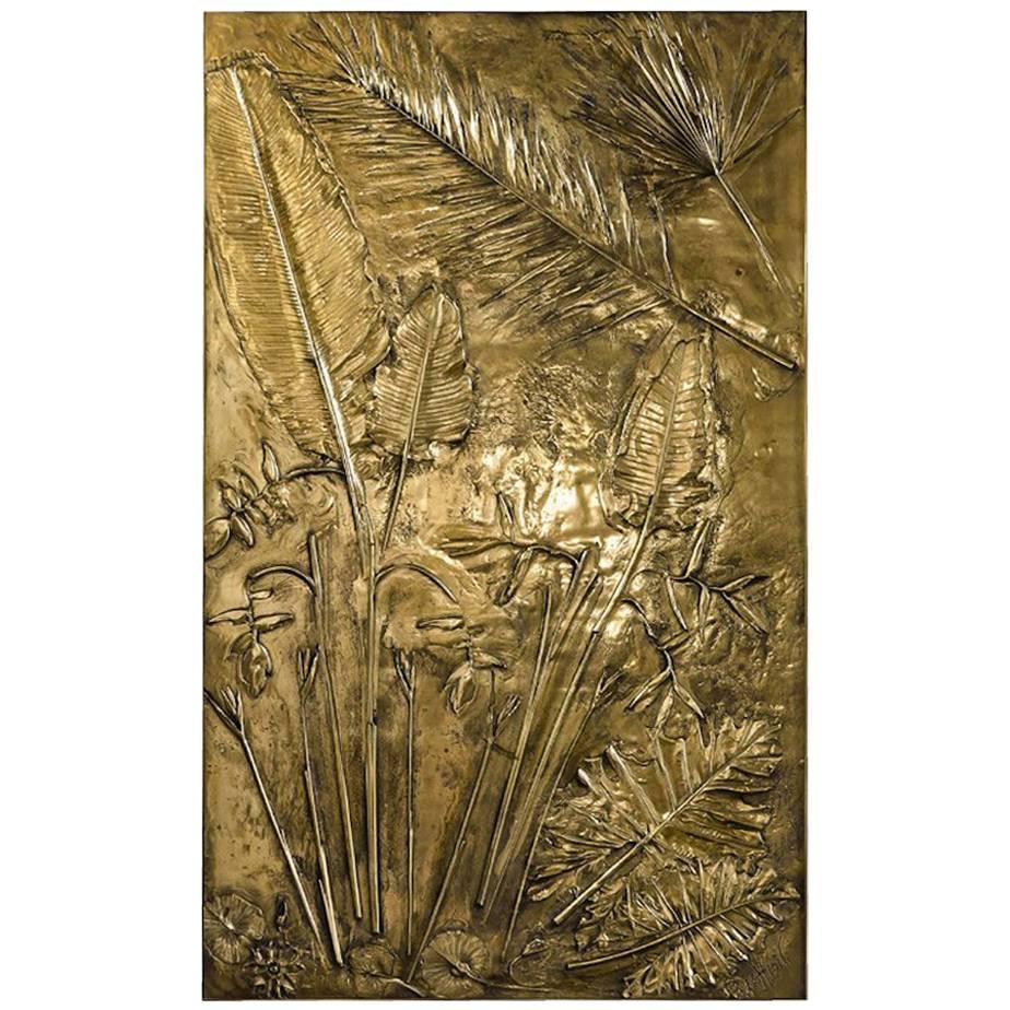 'Fossil II' Monumental Bronze and Brass Panel by Gianluca Pacchioni For Sale