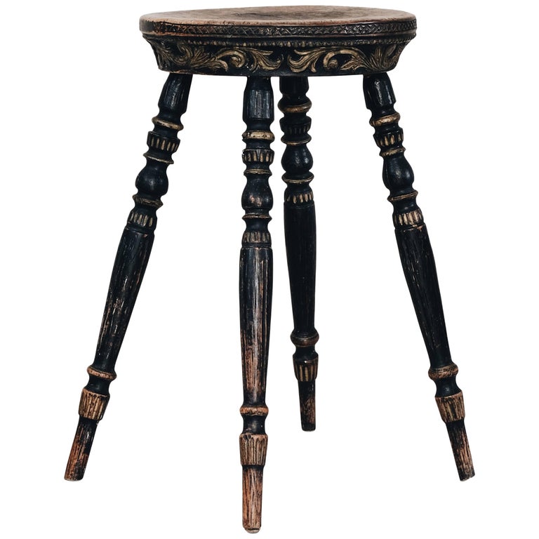 Swedish folk-art stool, ca. 1790