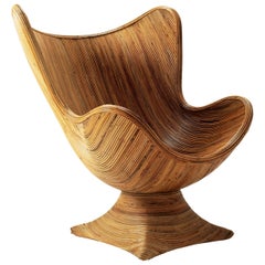 Rattan-Loungesessel, Italien, 1980er-Jahre
