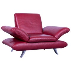 Koinor Rossini Designer Leather Armchair Red One-Seat