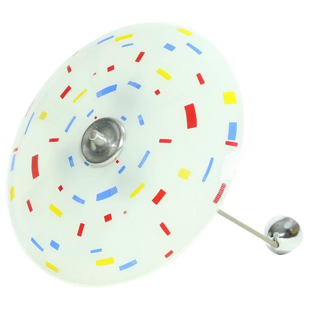 Colorful Ceiling Glass Plate Light by Napako, Czechoslovakia, 1960s For Sale
