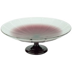 French Art Deco Charles Schneider Frosted Amethyst Glass Coupe