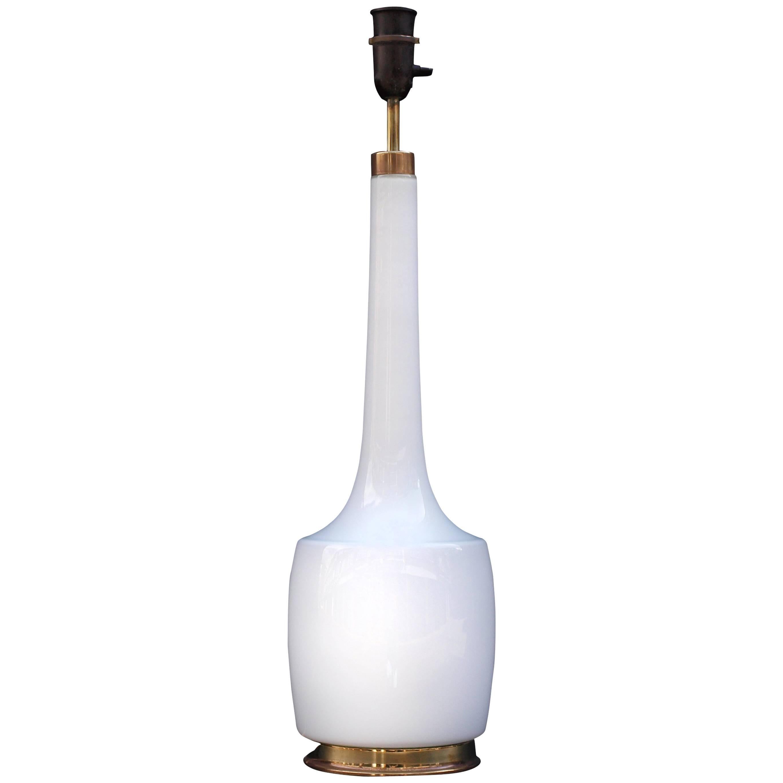 1960s Danish White Opaline Glass Lamp by Holm Sorensen