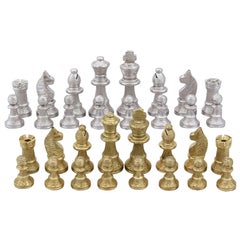 Vintage 1970s Sterling Silver and Silver Gilt Chess Set