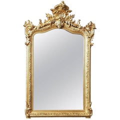 Antique Elegant Napoleon III Big Mirror, France 19th Century 