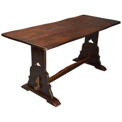 Early 20th Century Arts & Crafts Oak Pegged Trestle Table with Superb Patina