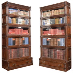 Pair of Oak Globe Wernicke Five Sectional Bookcases