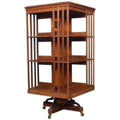 Walnut Three-Tier Revolving Bookcase