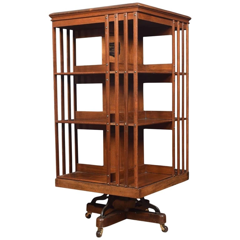 Walnut ThreeTier Revolving Bookcase at 1stDibs