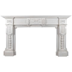 Antique French Carrara Marble Mantelpiece