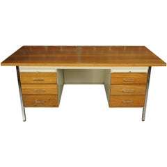 Vintage French Design Wooden and Metal Rare Executive Desk from the 1950s by Strafor